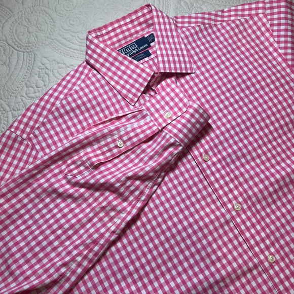 Polo Ralph Lauren Other - Polo Ralph Lauren Men's Pink Gingham Custom Fit Button Down Shirt Size 16 1/2